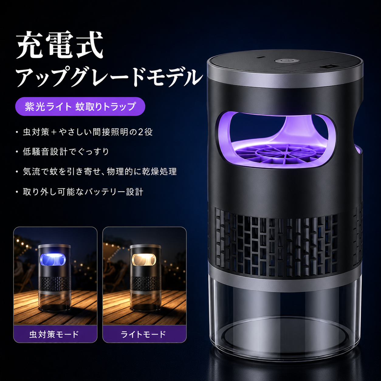 ムシナイト™ ｜ 静音UV吸引式蚊取り器